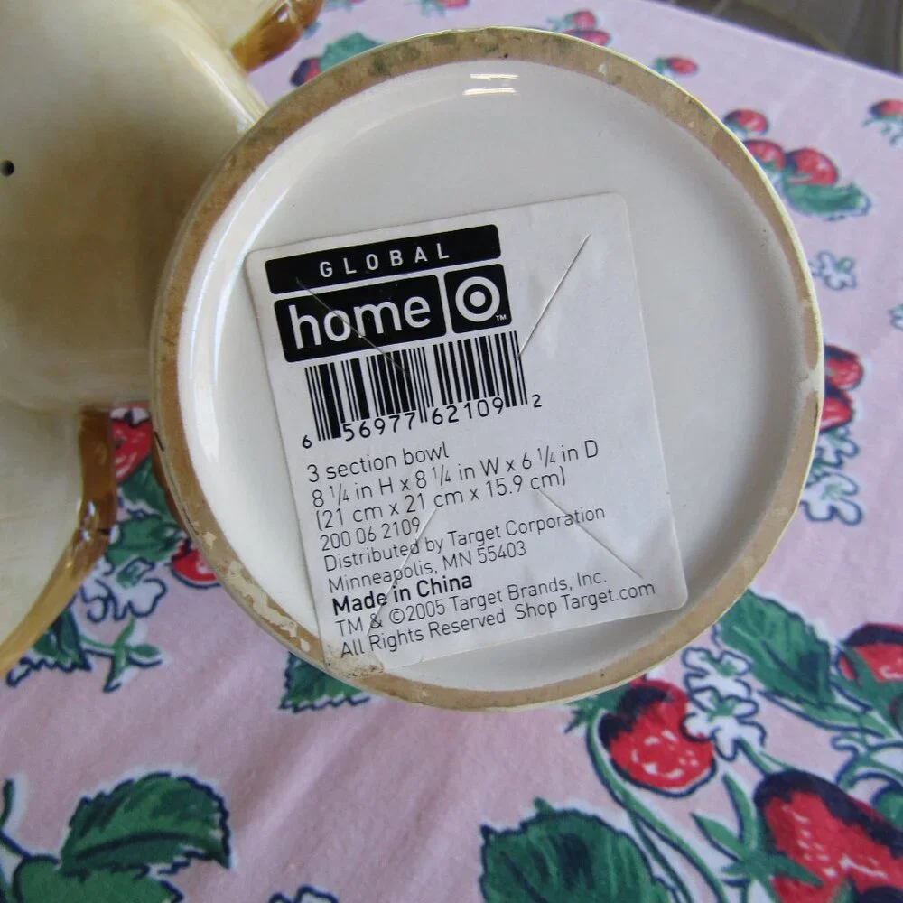 Global Home Parrot 3 Section Condiment Serving Bowl